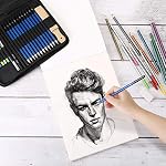 AGPTEK 53pcs Drawing and Sketching Pencil Set with Watercolor Pencil | Sketching Pencil Set, Canvas Zipper Case, Ideal for Artists, Sketchers, Teachers & Students