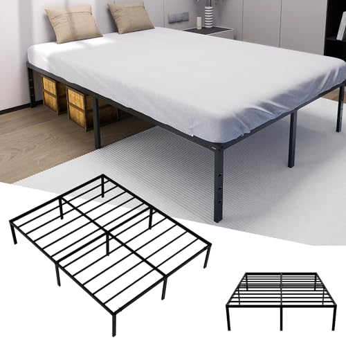 XMTECH Marco de cama de metal con somier, estructura de cama de metal, cama doble de 160 x 200 cm, cama de dormitorio con espacio de almacenamiento debajo de la cama