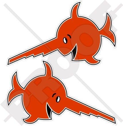 LAUGHING SAWFISH Emblem German U-Boat WW2 5,4" (137mm) Vinyl Stickers, Decals x2