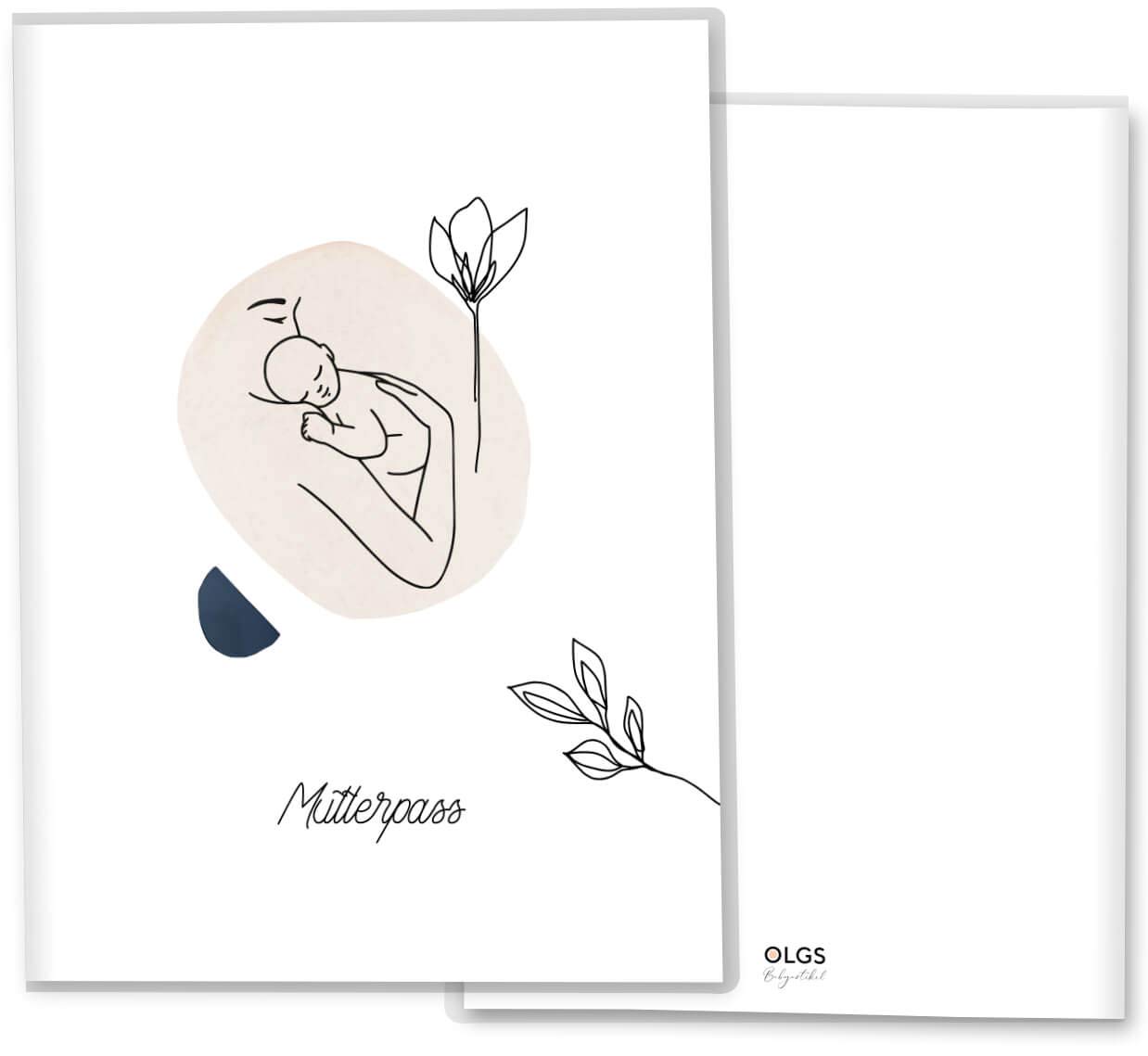 OLGS Mutterpasshülle Modern Lineart, Kunststoff Schutzhülle für Mutterpass, Schwangerschaftszubehör Peace Design ohne Personalisierung