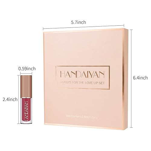 Miniatura 7 de BAISEN DIARY Juego de regalo de lápiz labial líquido mate de terciopelo de 12 colores, taza antiadherente de larga duración, no se desvanece, brillo