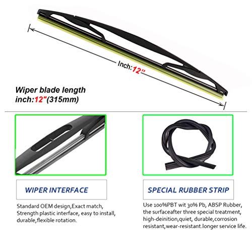 Rear Window Wiper Arm Blade Set Replacement For Cadillac Escalade,Gmc Yukon,Chevy Tahoe Suburban,2007-2013 - Back Windshield Wiper Accessories Oem 15277756 Blade:12" #TOP2