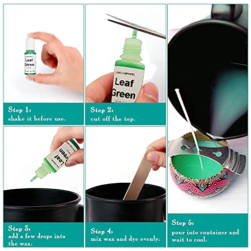 12 Colors Candle Dye - Candle Making Liquid Colorants For Soy Wax,Beeswax, Gel, Palm Wax (12 Bottles + 4 Pack Essence) #TOP3