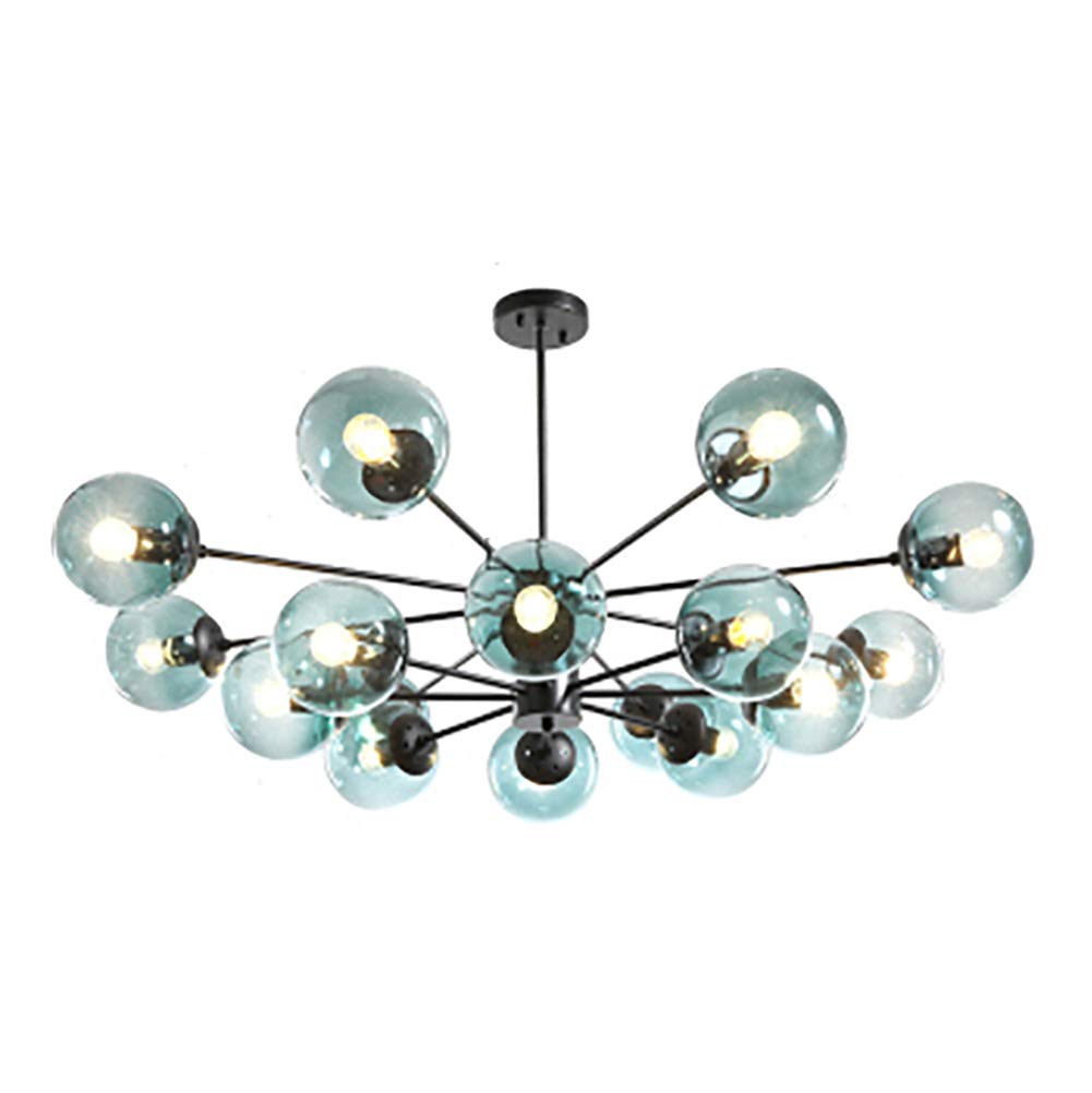 HYJAUSXB Modern Matte Black Spherical Glass Chandelier Ceiling Light Fixture with 6 Cognac Lampshades Mid Century Semi Flush Mount Decoration