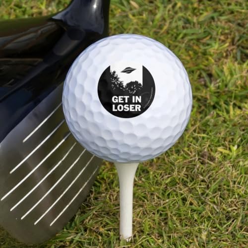 Get in Loser UFO Alien Abduction Funny Humor Wilson Golf Balls 12 Pack, Regulation Size Full Color Premium Golf Balls