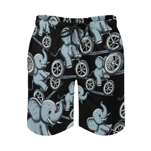 Elephant Rider Bicycle Acrobatics Men's Swim Trunks Board Shorts Beachshorts Swimsuits with Pockets Mesh Liner4