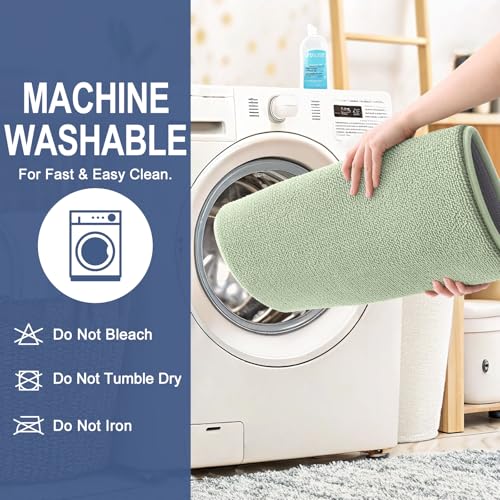 Image of OLANLY Thick Memory Foam Bathroom Runner Rugs 59x20, Extra Soft Absorbent Long Bath Rug, Quick Dry, Non-Slip, Machine Washable Bath Mat for Bathroom, Tub and Shower, Home Decor Accessories, Sage Green