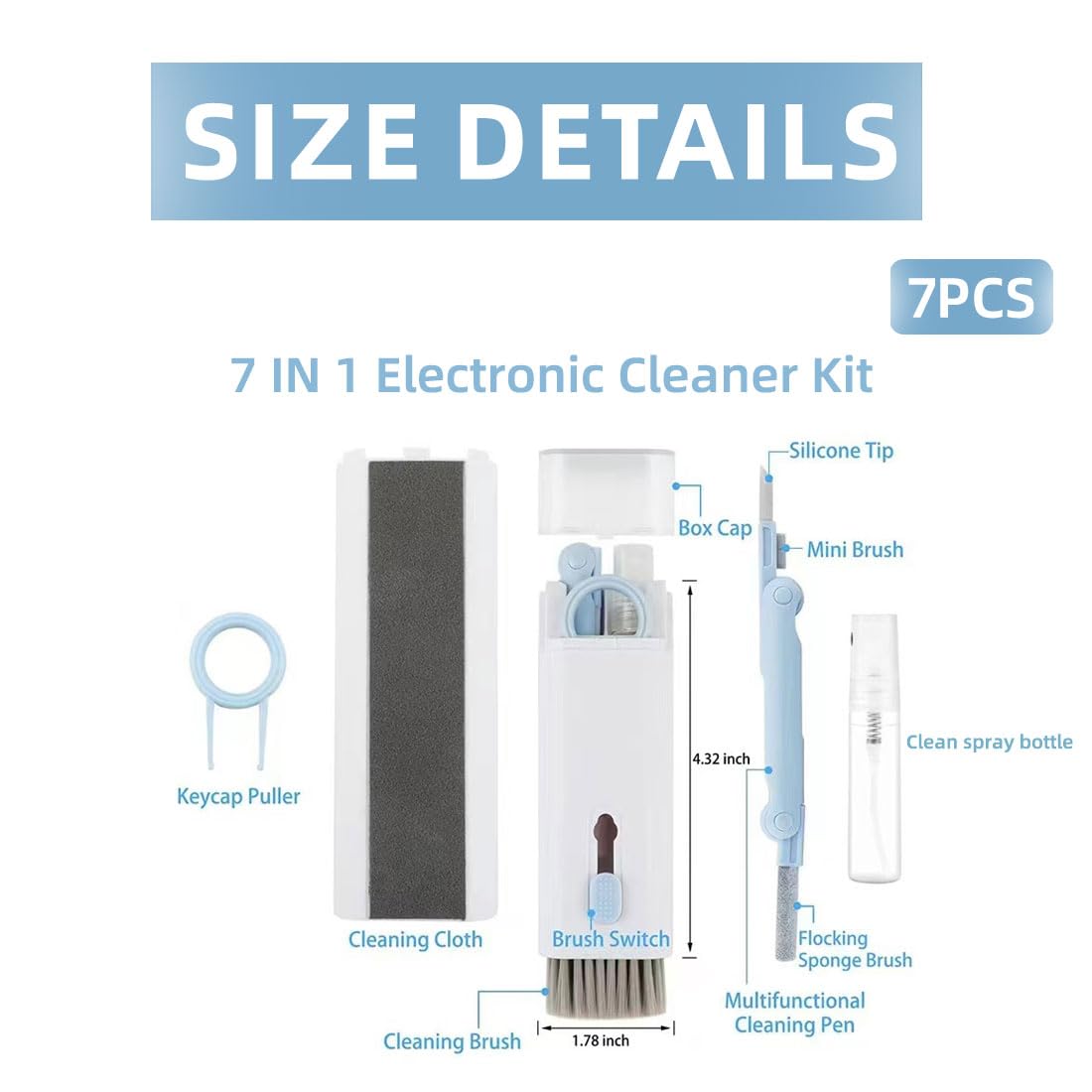 Kit Nettoyage Clavier 7 En 1 Multifonction - Brosse Clavier Écouteurs PC Téléphone