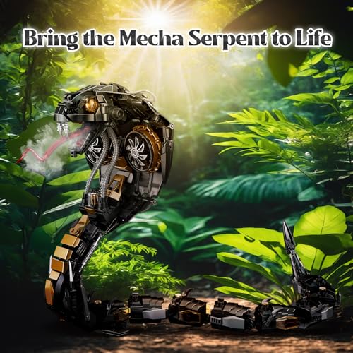 Image of Mechanical Snake Building Block Set 1036PCS Mecha Snake Model Kit with Movable Joints Cyberpunk Animal Art Frame Decor Toy STEM Building Toy for Kids 8+ Adults Collectors Compatible with Lego