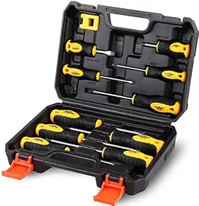 11-piece Magnetic Screwdriver Set with Toolbox, HORUSDY Professional Cushion Grip 5 Phillips and 5 Flat Head Tips, 1 Magnetizer demagnetizer, Tools for Men
