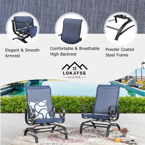 Image of LOKATSE HOME Patio Dining Chair Set of 2 with Textilene Mesh for Backyard Porch Garden, Blue
