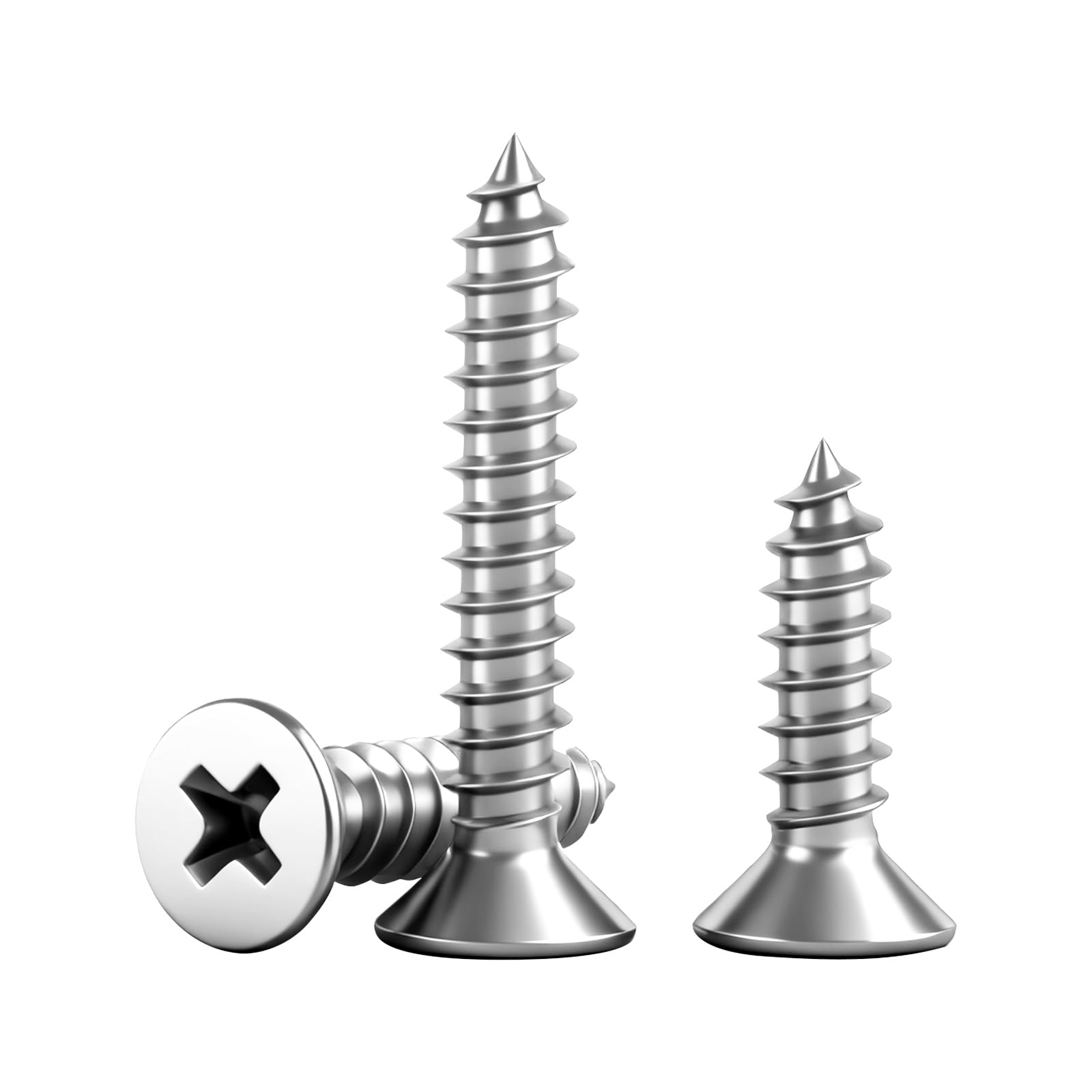 BACSHBY 20 Stück M3x10mm Holzschrauben Edelstahl A2 V2A,Kreuzschlitz Flachkopfschrauben, Senkkopf Selbstschneidende Vollgewindeschrauben für Holz, Blech und Möbelmontage