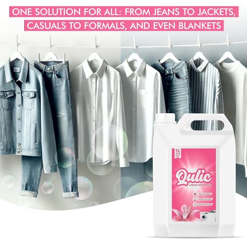 Image of Qulic Breeze Liquid Detergent 10 Litre | Laundry Liquid Detergent for Washing Machine Advanced Formulated with Pink Lily Fragrance | For Top Load & Front Load - 5 l (Pack of 2)