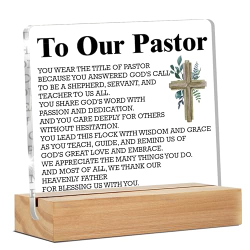 Gifts for Pastors, Thank You Gift for Pastor Preacher Church Leader, to Our Pastor Clear Desk Decorative Sign Home Acrylic Decor