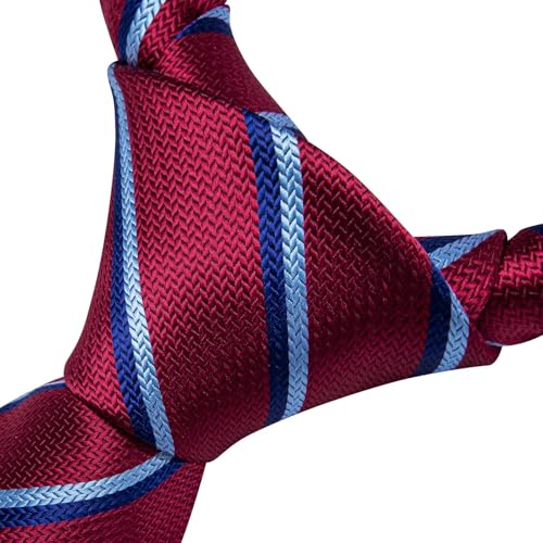 Image of Dubulle Mens Paisley Striped Tie Woven Necktie for Men and Handkerchief Cufflinks Set Wedding Formal Business