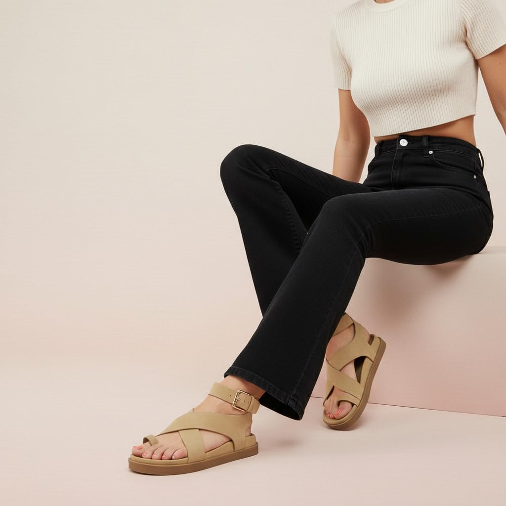 CUSHIONAIRE Entry Womens Ankle Wrap Molded Footbed Sandal with Adjustable Strap | Non-Slip Outsole | Womens Platform Sandals | Comfortable Summer Shoes | Wide Widths Available - Image 8