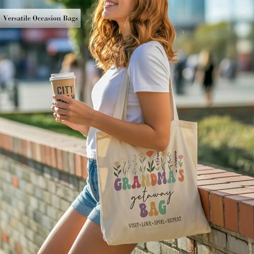 Grandma Getaway Tote Bag, Gifts for First Time Grandma Travel Shopping Canvas Bag4