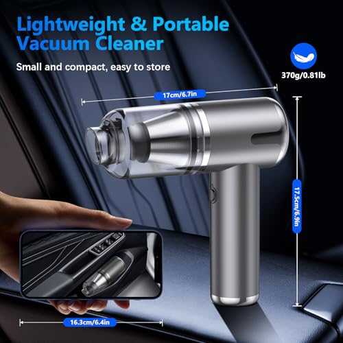 Portable Handheld Car Vacuum Cleaner 9000PA,4 in 1 Air Duster and Vacuum Cleaner with Multi-Nozzles,120W High Power Lightweight Mini Rechargeable Cordless Hoover for Car Home Office, Pet Hair - Image 6