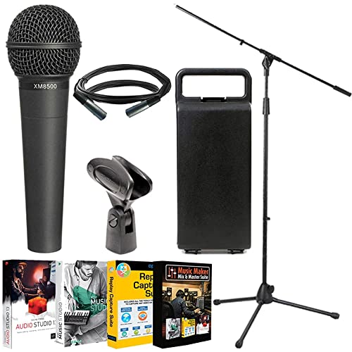 Teds Electronics Behringer XM8500 Ultravoice Dynamic Cardioid Vocal Microphone + Mic Boom Stand Bundle