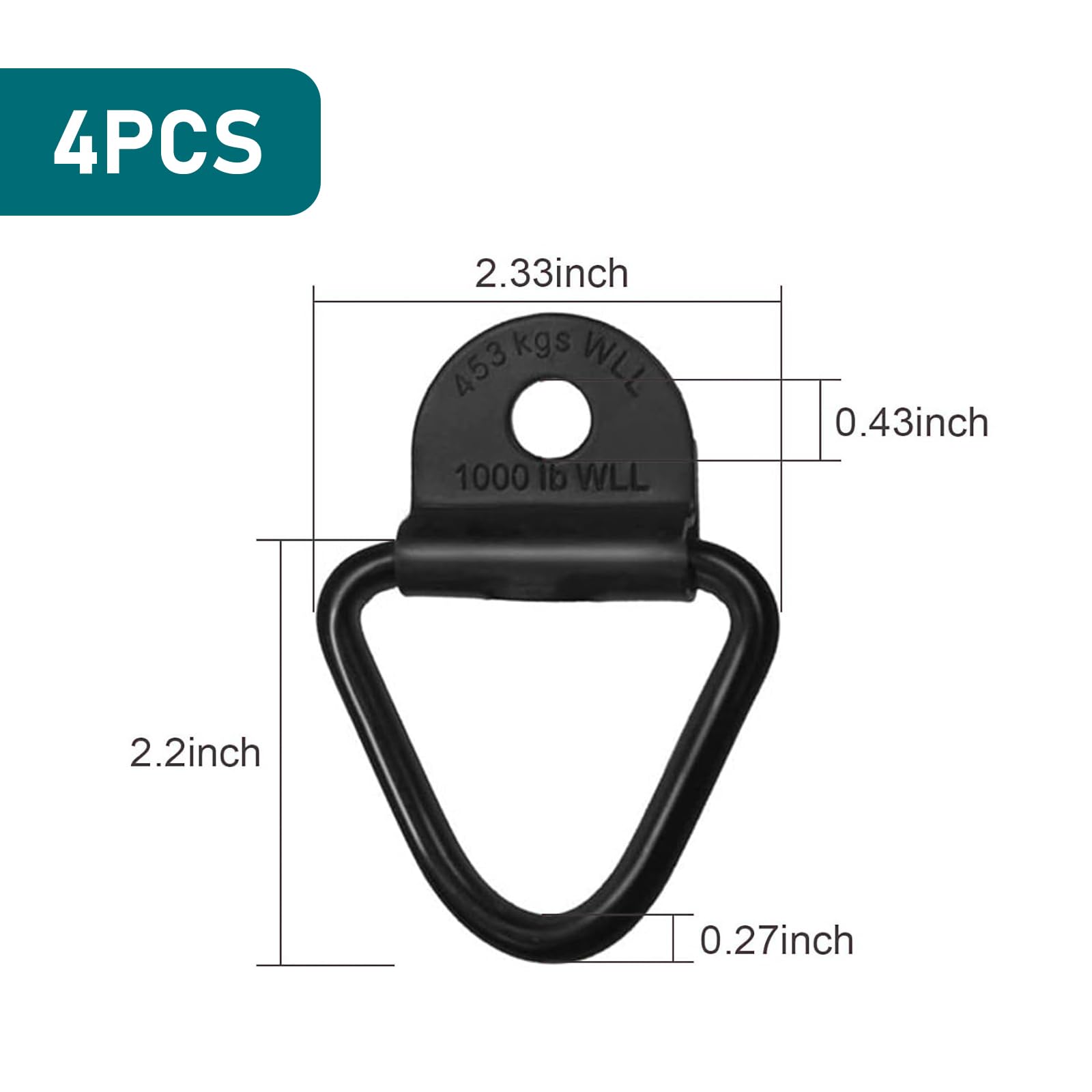 Nomocale 4 PCS Car Tie Down Anchor, Waterproof Durable Metal Truck Bed Tie Down Anchors Accessories, Universal Heavy Duty Rail Tie Down Anchor Replacements for Most Cars (Black)