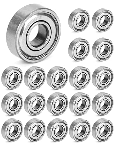 QWORK® 20pcs rodamientos de bolas 6000ZZ, rodamientos de ranura profunda en miniatura de doble blindaje de metal, 10 mm x 26 mm x 8 mm, acero al carbono