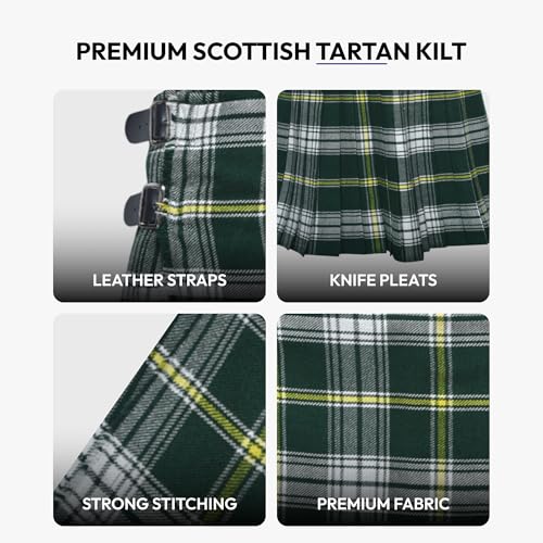Image of 8 Yard Mens Kilt - Authentic Tartan Kilt for Men Highland Outfit for Weddings & Traditional Scottish Wear