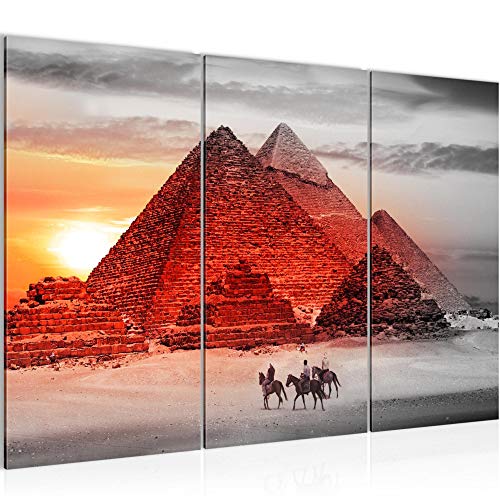 Runa Art Egypte Pyramides Peinture Tableau Salon XXL Rouge Désert