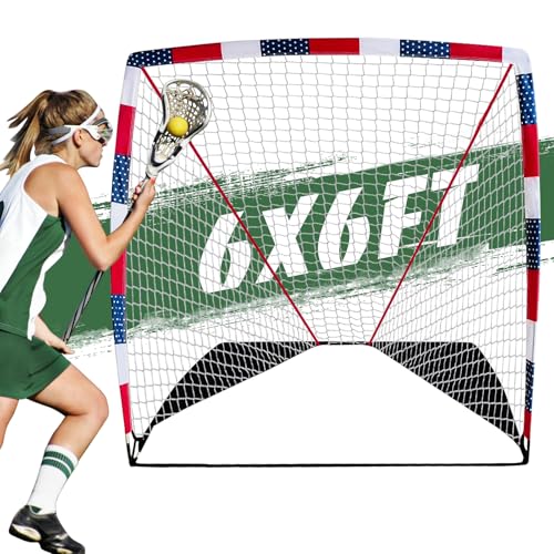 Furypiont 6 x 6 x 6 FT Portable Lacrosse Goal - Fast Install Fiberglass Frme Lightweight Foldable Pro Lacrosse Goal for Training & Game Play