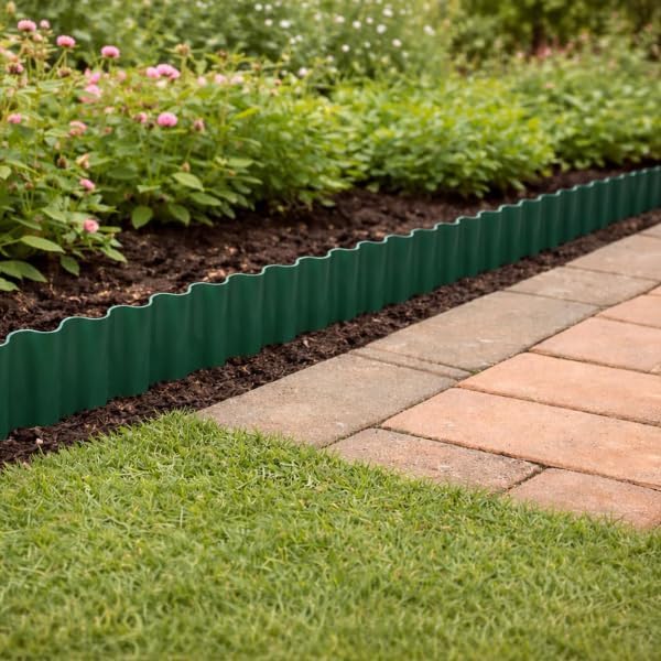 Strong Plastic Garden Edging Border 9M x 15cm – Flexible Natural Lawn Edging for Flower Beds, Pathways & Gravel Retainer - Weather Resistant Landscape & Garden Border Separator