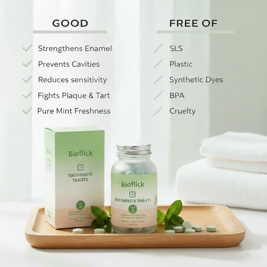 Toothpaste Tablets - Nano Hydroxyapatite (NHA), Fluoride-Free & Natural Ingredients, Recyclable & Travel Friendly, 3-Month Supply(186)