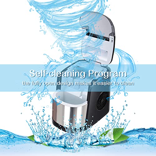 IJsblokjesmachine, roestvrij staal, 12 kg, ijsblokjesmaker, 6 minuten productietijd, ijsblokjesmaker, zelfreinigende functie, ijsblokjesmaker - Image 6