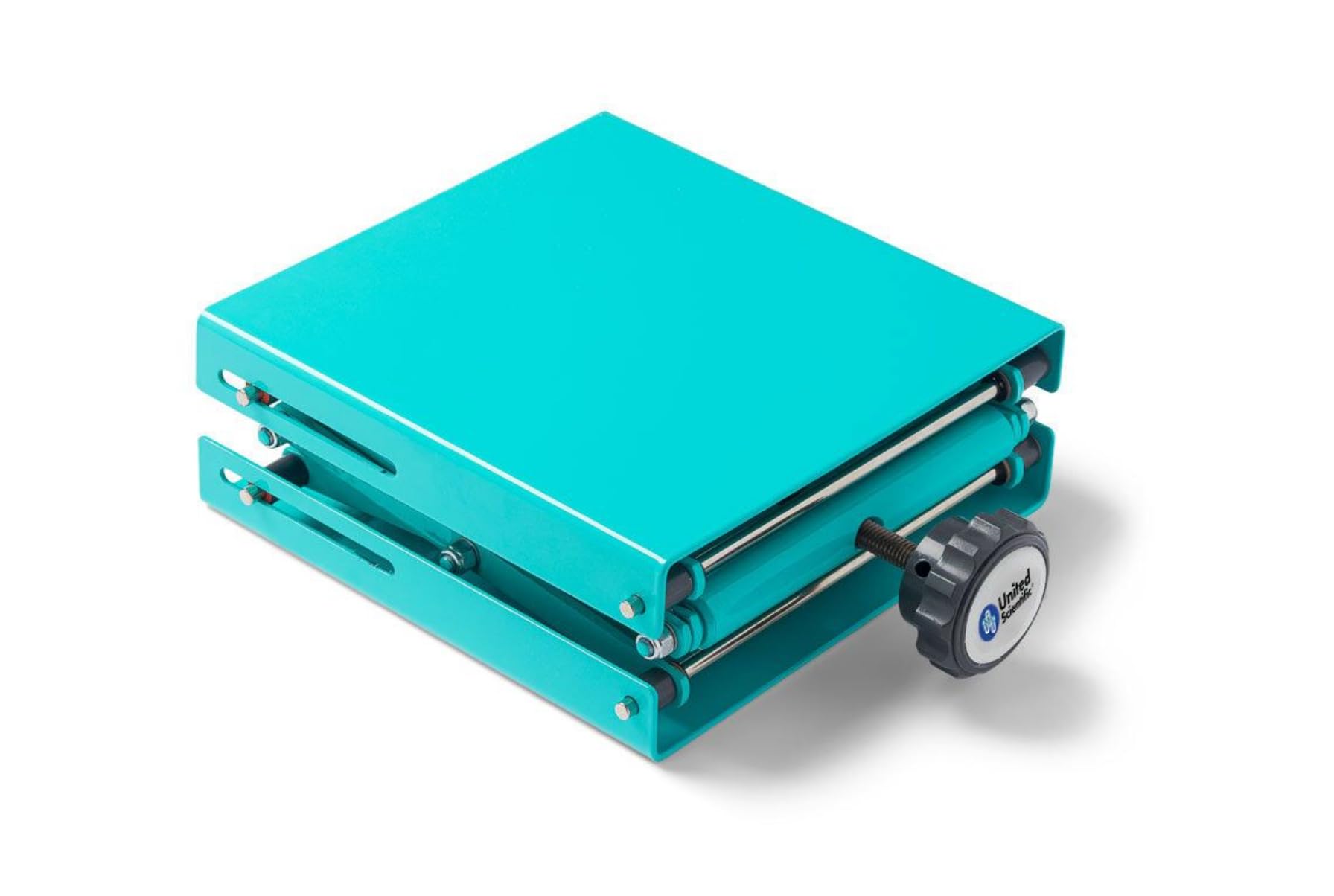United Scientific™ EcoLift Cric de Laboratoire en Acier Inoxydable, 20,3 x 20,3 cm, Plate-Forme de Support pour Table de Laboratoire, Hauteur de Levage Extensible de 76 à 305 mm, Poids Maximum de