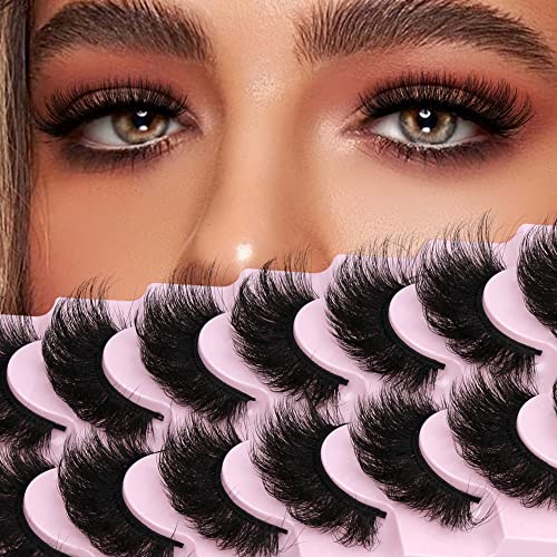 Fake Eyelashes Fluffy Volume Thick Lashes Faux Mink 20MM Long Dramatic False Eyelashes Full 5D Big Reusable Eye Lashes Pack 7 works by ALICROWN - Image 2