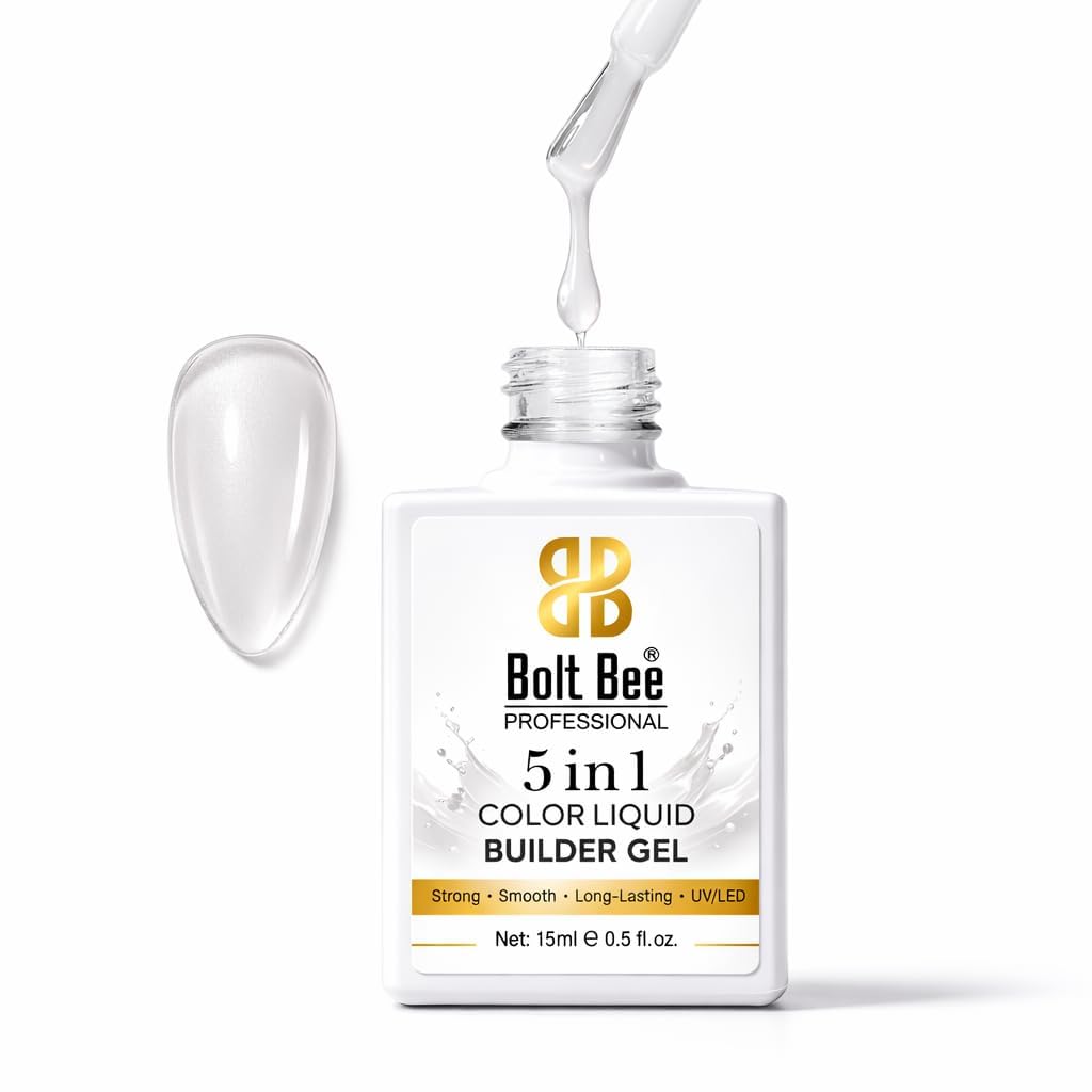 Bolt Bee Builder Nail Gel, 5-in-One LED Lamp Cured Colour Rubber Base Gel Polish, Strengthener, Thickening Extension, Rhinestone Glue for DIY Home Salon (Clear)-image-3