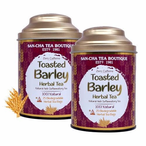 Image of Sancha Tea Boutique, Barley Herbal Tisane, 25 Pyramid Bags x 2, Caffeine-Free, Toasted & Nutty Aroma, Roasted Grain Infusion