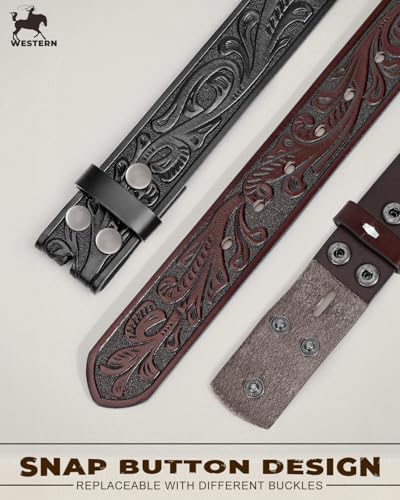Image of BELTROAD 2 Pack Western Leather Belt Strap for Men Women Cowboy Cowgirl Leather Mens Belts for Jeans Gift Belt without Buckle