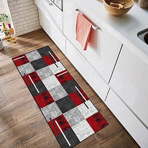 Tapis de cuisine rouge 60x130 cm lavable et antidérapant - 6