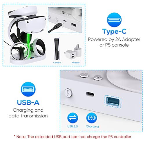 Base de carga para PSVR2 con soporte expositor de auriculares y cargador magnético 5