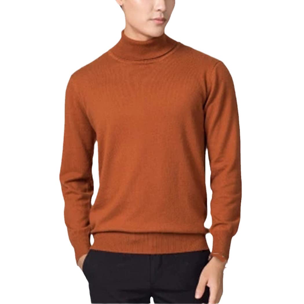YIOLEAMP Jersey de cuello alto de algodón de mezcla de cachemira jersey de hombre