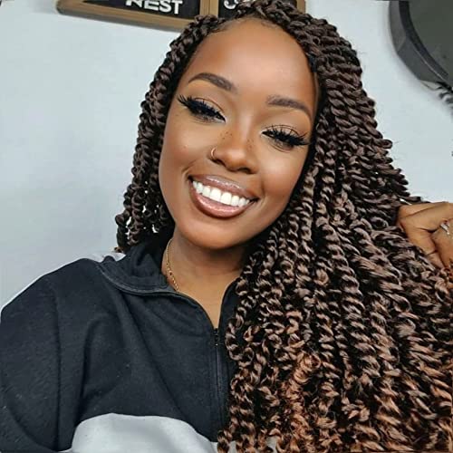 TOYOTRESS Tiana Passion Twist Hair - 16 inch 6 Pcs Pre-twisted Crochet Braids Ombre Brown, Synthetic Braiding Hair Extension (16 Inch, T30)