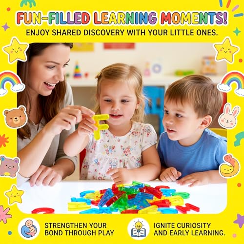 Image of Bbiamsleep 134PCS Plastic Letters and Numbers Light Table Manipulatives | Transparent Letters and Numbers Plastic Alphabet Letters Light Table Accessories for Counting and Spelling