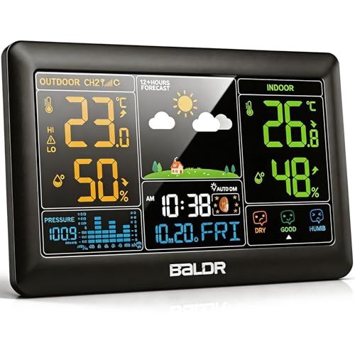 Konsen Wetterstation Funk mit Außensensor, 7,4' Farbdisplay mit...