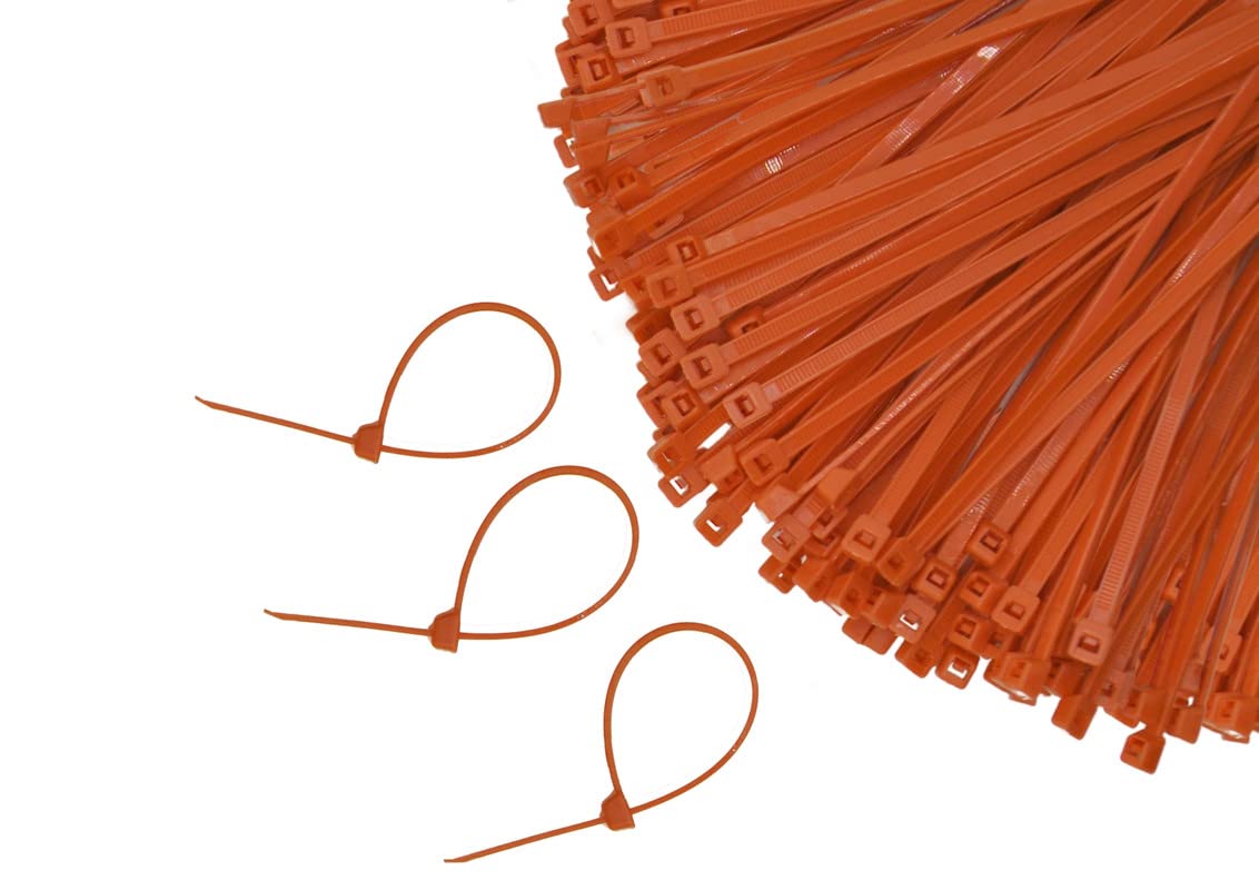 Teeth Grip Nylon Self Locking Cable Ties, Orange (100 x 2.5 mm, 100 pieces) - Heavy Duty Strong Zip Wire Fastener Organizer Tie for Indoor and Outdoor