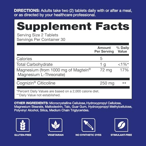 Qunol Brain Health Focus Plus, Magnesium L-Threonate & Citicoline, Clinically Tested Ingredients to Improve Focus, Attention and Productivity, 60 Count (Pack of 1) - Image 6