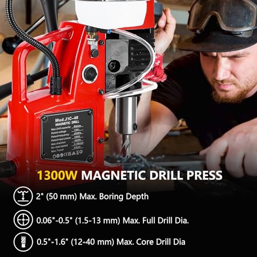 Image of Mag Drill Press, 1100W Power Magnetic Drill Presses, 1.6″ Boring Diameter, 550 RPM, 10 Speed for Industrial & Home Improvement