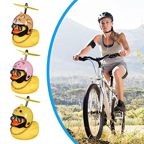 Videopup 3 Pieces Duck Bike Bell, Duck Bike Ornaments With Propeller Helmet,Bicycle Accessories Suit Cool Glasses And Necklace,Children's Rubber Duck Fun Toy(Chicken+Dog+Pig) #TOP6