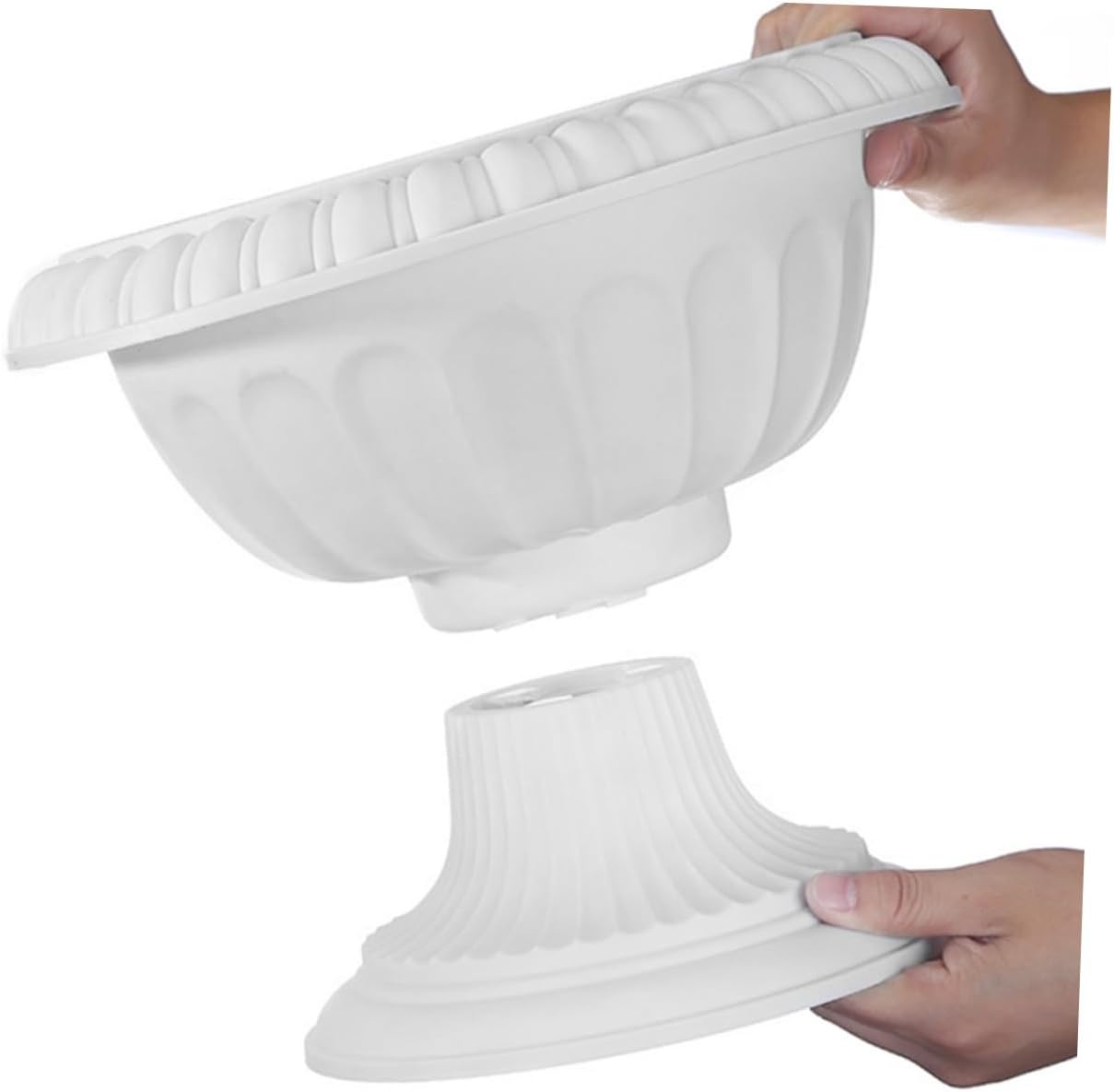 2pcs Vintage Roman Flower Pot Planters Plastic Urns for Wedding Party Decoration and Front Porch Retro Plant Containers White Embossed Design