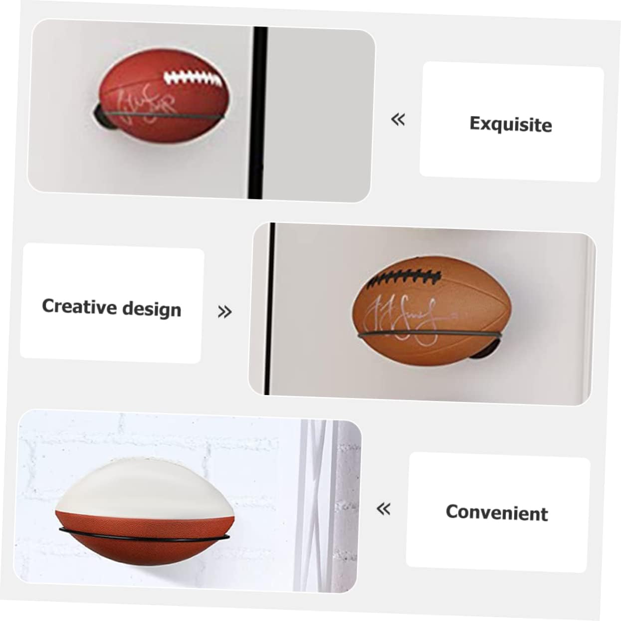 balacoo Rugby Wall Mount Ladder Shelf Rugby Hoops for Wall Transparent Baseball Display Holder Cube Storage