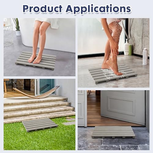 GOODLEBEN Bamboo-Design Bath Mat, Heavy Duty HDPS Plastic, 19.7" x 13.8", 400lb Support, 100% Waterproof & Fadeproof, Superior to Real Bamboo for Bathroom Spa Sauna Poolside Outdoor (Gray Color) by goodleben - Used condition - Image 5