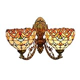 gauua lampada da parete a doppia testa applique da parete in vetro colorato con motivo barocco in stile tiffany per la casa illuminazione per interni